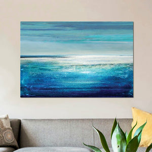 26" H x 40" W x 0.75" D Black;Turquoise;Viking Blue;Astral Blue;Jordy Blue 'Reflection on the Horizon II' Painting Print on Wrapped Canvas MRM1145