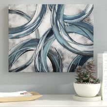 Load image into Gallery viewer, 16&quot; H x 20&quot; W x 1.5&quot; D Blue/Gray/Dirty White &#39;Ring Around&#39; Graphic Print on Wrapped Canvas (ND131)
