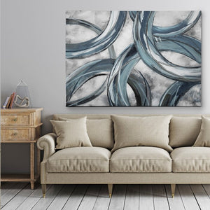 16" H x 20" W x 1.5" D Blue/Gray/Dirty White 'Ring Around' Graphic Print on Wrapped Canvas (ND131)