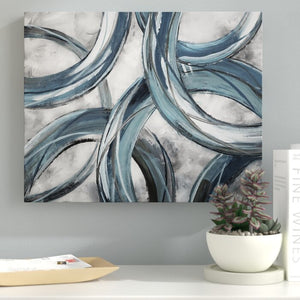 16" H x 20" W x 1.5" D Blue/Gray/Dirty White 'Ring Around' Graphic Print on Wrapped Canvas (ND131)
