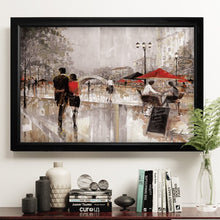 Load image into Gallery viewer, &#39;Riverwalk Charm&#39; Framed Oil Painting Print on Canvas AS IS (2493RR)
