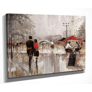 'Riverwalk Charm' - Oil Painting Print on Canvas 743CDR