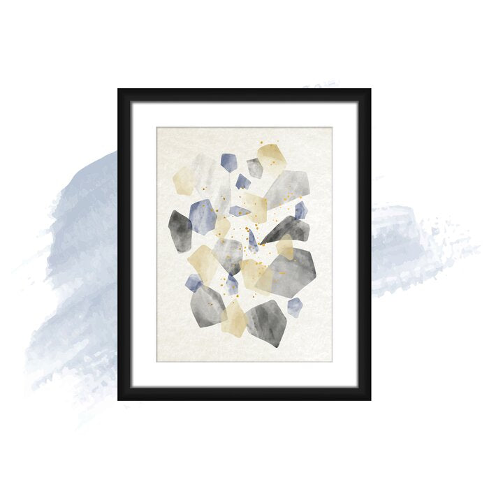 'Stone Rain-A' - Picture Frame Graphic Art Print in White (SB1229)