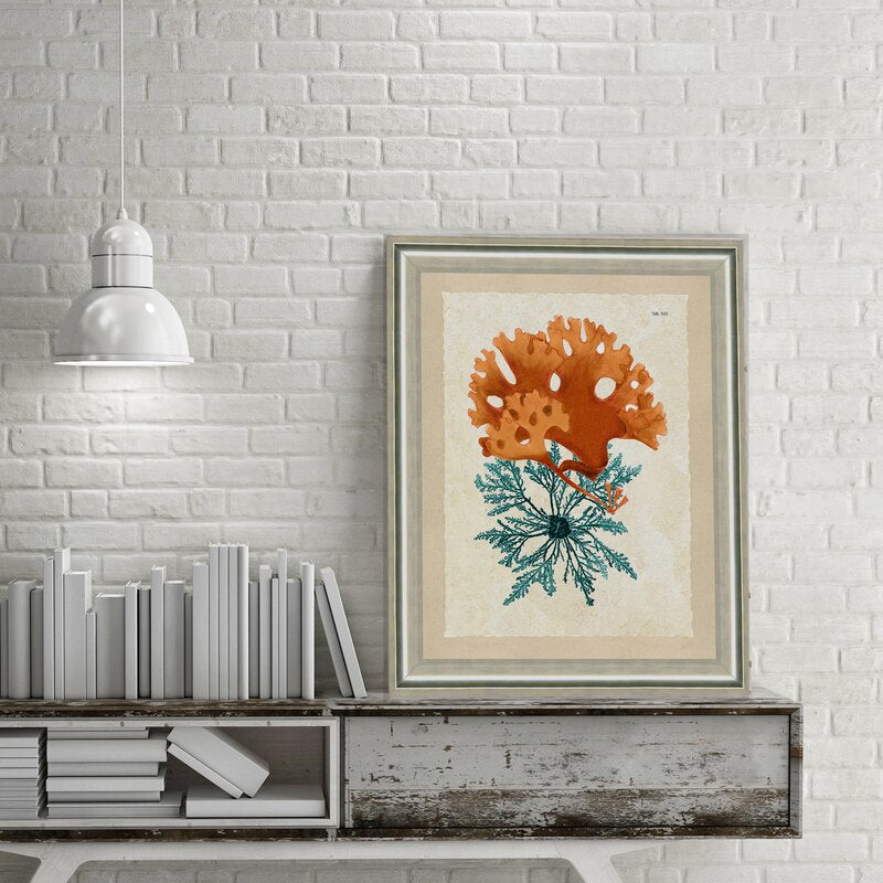 'Teal and Orange Seaweed III' Framed Graphic Art Print MRM1730