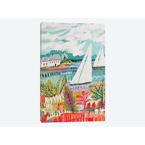 'Two Sailboats and Cottage II' Graphic Art Print on Canvas #2588HW