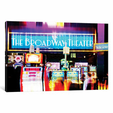Load image into Gallery viewer, 26&quot; H x 40&quot; W x 0.75&quot; D Purple/Blue/Orange &#39;Urban Stretch Series - Broadway Theater&#39; Graphic Art on Wrapped Canvas 907AH
