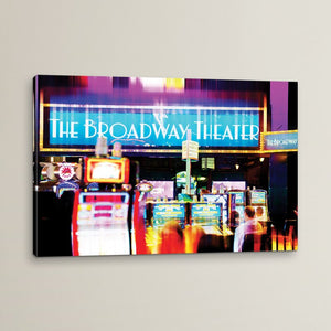 26" H x 40" W x 0.75" D Purple/Blue/Orange 'Urban Stretch Series - Broadway Theater' Graphic Art on Wrapped Canvas 907AH
