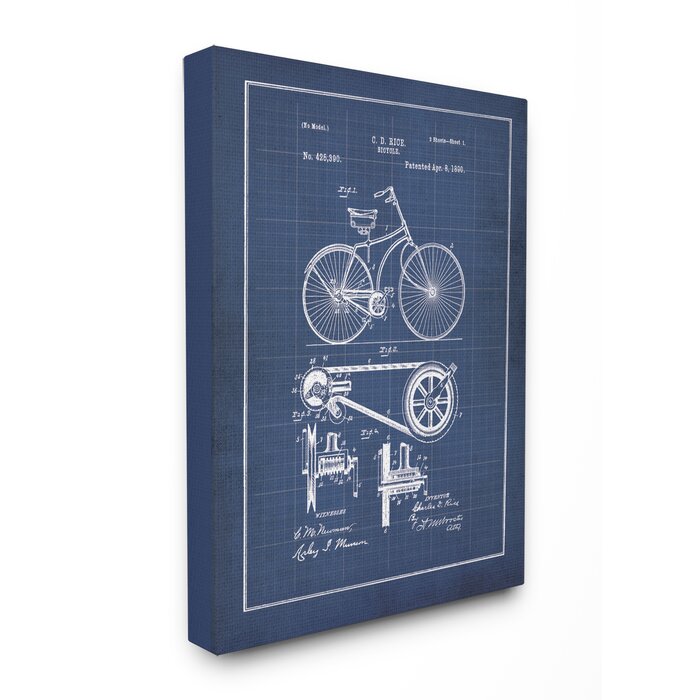 'Vintage Bike Blueprint' Graphic Art Print (SB1335)