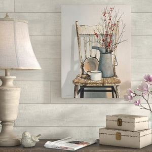 19"H x 14"W x 2"D 'Watering Can on Chair' Oil Painting on Wrapped Canvas (LW195)