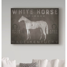 Load image into Gallery viewer, 24&quot; H x 32&quot; W x 2&quot; D Gray/Black &#39;White Horse with Words&#39; Graphic Art Print on Wrapped Canvas #1921HW
