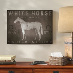 24" H x 32" W x 2" D Gray/Black 'White Horse with Words' Graphic Art Print on Wrapped Canvas #1921HW