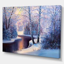 Load image into Gallery viewer, &#39;Winter Forest in River Sunset - Landscapes&#39; Painting 12&#39;&#39; H x 20&#39;&#39; W x 1&#39;&#39; D #907ND
