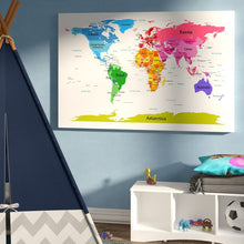 Load image into Gallery viewer, &#39;World Map for Kids II&#39; Canvas Art, 35&quot; H x 47&quot; W x 2&quot; D

