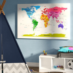 'World Map for Kids II' Canvas Art, 35" H x 47" W x 2" D