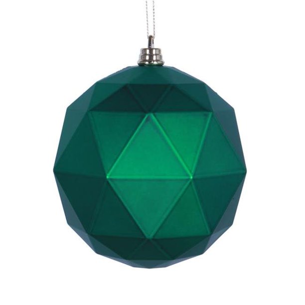 4.75 in. Green Matte Geometric Christmas Ornament Ball - 4 per Bag, 2 Boxes