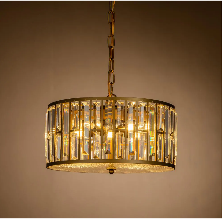 4-Light Brass Crystal Chandelier with Wrought Iron Accents MRM3820