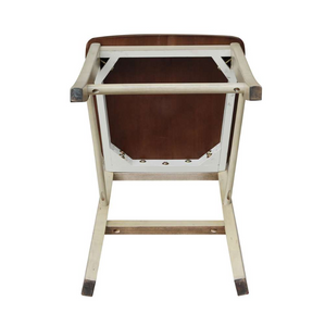 INTERNATIONAL CONCEPTS - X-BACK COUNTER HEIGHT STOOL - 24"SH IN ANTIQUED ALMOND/ESPRESSO FINISH