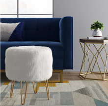Load image into Gallery viewer, Radovre Hairpin Ottoman Faux Fur White - Project 62™ 1507CDR

