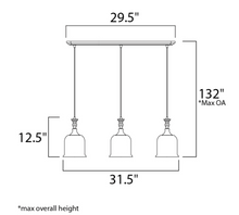 Load image into Gallery viewer, Maxim Centennial 3 Light 31-1/2&quot; Wide Linear Pendant with Glass Bell Shades
