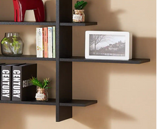 Load image into Gallery viewer, 45 in. x 51 in. Black Laminate Five Level Black Asymmetric Floating Wall Shelf
