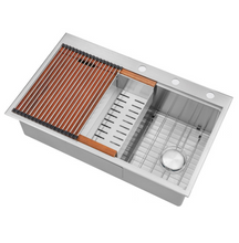 Load image into Gallery viewer, 36&quot; x 22&quot; 16 Gauge Stainless Steel Workstation Topmount/Drop-in Sink
