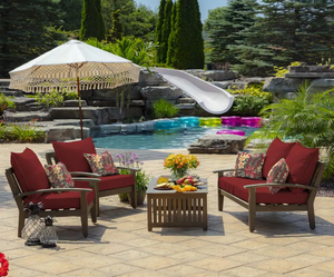 22 in. x 24 in. 2-Piece Deep Seating Outdoor Lounge Chair Cushion in Ruby Red Leala