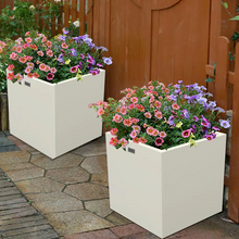 Load image into Gallery viewer, 20 in. L x 20 in. W White Aluminum Rectangular Ground Planter Box
