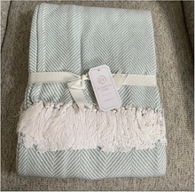 Load image into Gallery viewer, Elisabeth York Tabor Sea Glass Throw Blanket with Fringe
