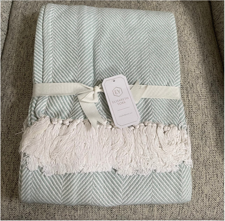 Elisabeth York Tabor Sea Glass Throw Blanket with Fringe