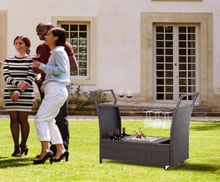 Load image into Gallery viewer, Rectangle Wicker Height 36 in. Outdoor Bistro Bar Serving Cart with wheels Table
