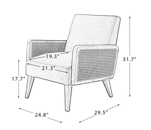Delphine Linen Natural Legs Cane Accent Arm Chair