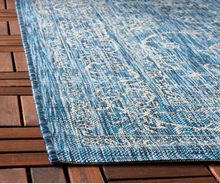 Load image into Gallery viewer, Courtyard Navy/Ivory 2 ft. x 10 ft. Border Indoor/Outdoor Runner Rug
