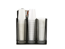 Load image into Gallery viewer, 14-Compartment 3-Tier Large Breakroom Condiment Organizer Black Metal Mesh
