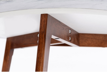 Load image into Gallery viewer, Stella 31&quot; Round Italian Carrara White Marble Coffee Table with Walnut Legs
