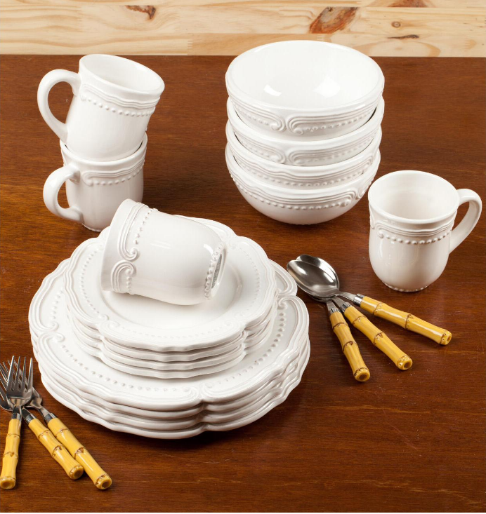 16-Piece Solid White Stone Dinnerware Set (Service for 4) (16 piece set) 7492RR