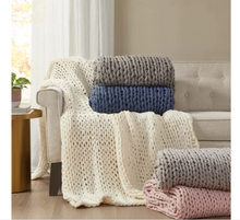 Load image into Gallery viewer, Madison Park Chunky Double Knit Throw Blanket in Ivory B69 312
