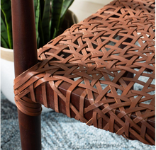 Load image into Gallery viewer, Juneau Walnut Mahogany Wood/Brown Leather Arm Chair
