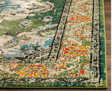 Load image into Gallery viewer, Monaco Forest Green/Light Blue 2 ft. x 20 ft. Border Runner Rug
