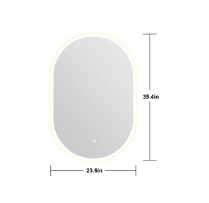 23.6 in. W x 35.43 in. H Oval Frameless LED Light Bathroom Vanity Mirror 7416RR