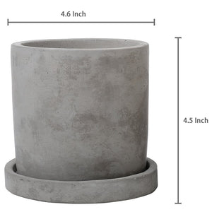 2 Piece 4-Inch Unglazed Cement Planter Pots