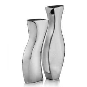 2 Piece Brookmere Silver Metal Table Vase Set