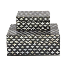 Load image into Gallery viewer, 2 Piece Decorative Mop Inlay Box Set - Black/Stained White (SB935)
