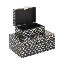Load image into Gallery viewer, 2 Piece Decorative Mop Inlay Box Set - Black/Stained White (SB935)

