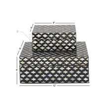 Load image into Gallery viewer, 2 Piece Decorative Mop Inlay Box Set - Black/Stained White (SB935)
