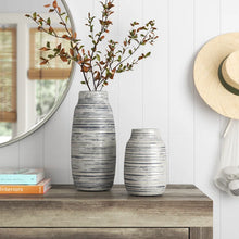 Load image into Gallery viewer, 2 Piece Garda Gray Ceramic Table Vase Set, Medium &amp; Small
