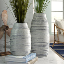 Load image into Gallery viewer, 2 Piece Garda Gray Ceramic Table Vase Set, Medium &amp; Small
