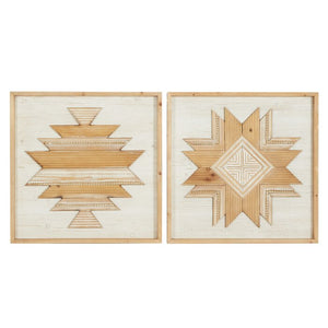 2 Piece Hand Carved Wood Wall Décor Set