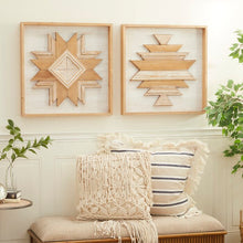 Load image into Gallery viewer, 2 Piece Hand Carved Wood Wall Décor Set
