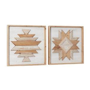2 Piece Hand Carved Wood Wall Décor Set