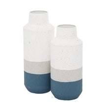 Load image into Gallery viewer, 2 Piece Judith White/Gray/Blue Wood Table Vase Set
